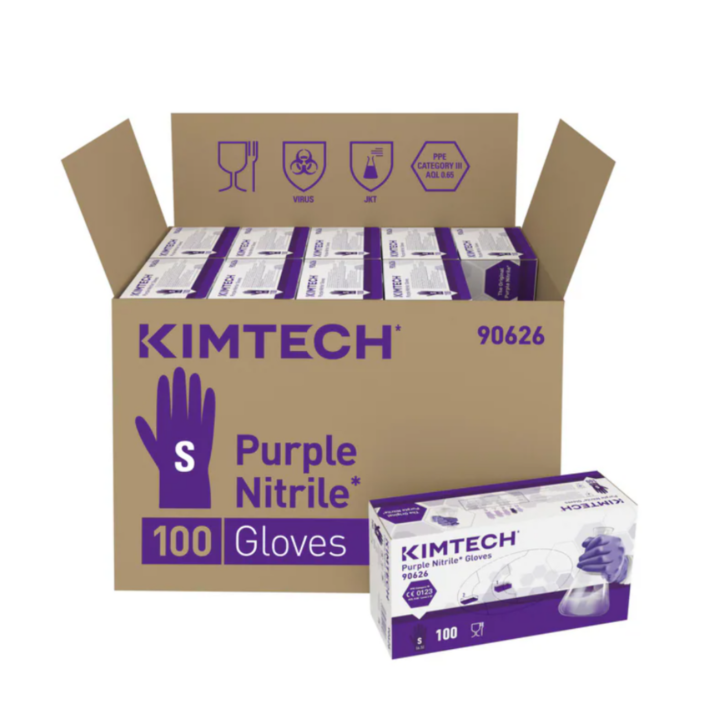 Kimtech Purple Nitrile Ambidextrous Gloves, Disposable, Latex Free (10x100) cat III