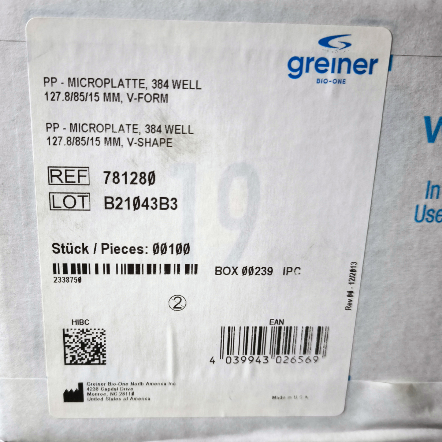 6X Greiner 384-Well Microplate, V-bottom