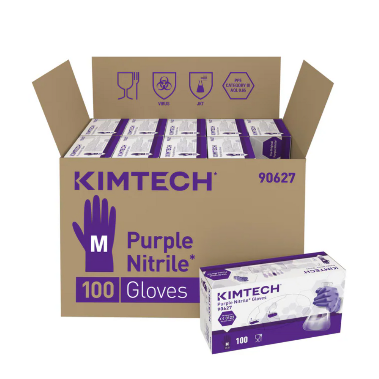 Kimtech Purple Nitrile Ambidextrous Gloves, Disposable, Latex Free (10x100) cat III