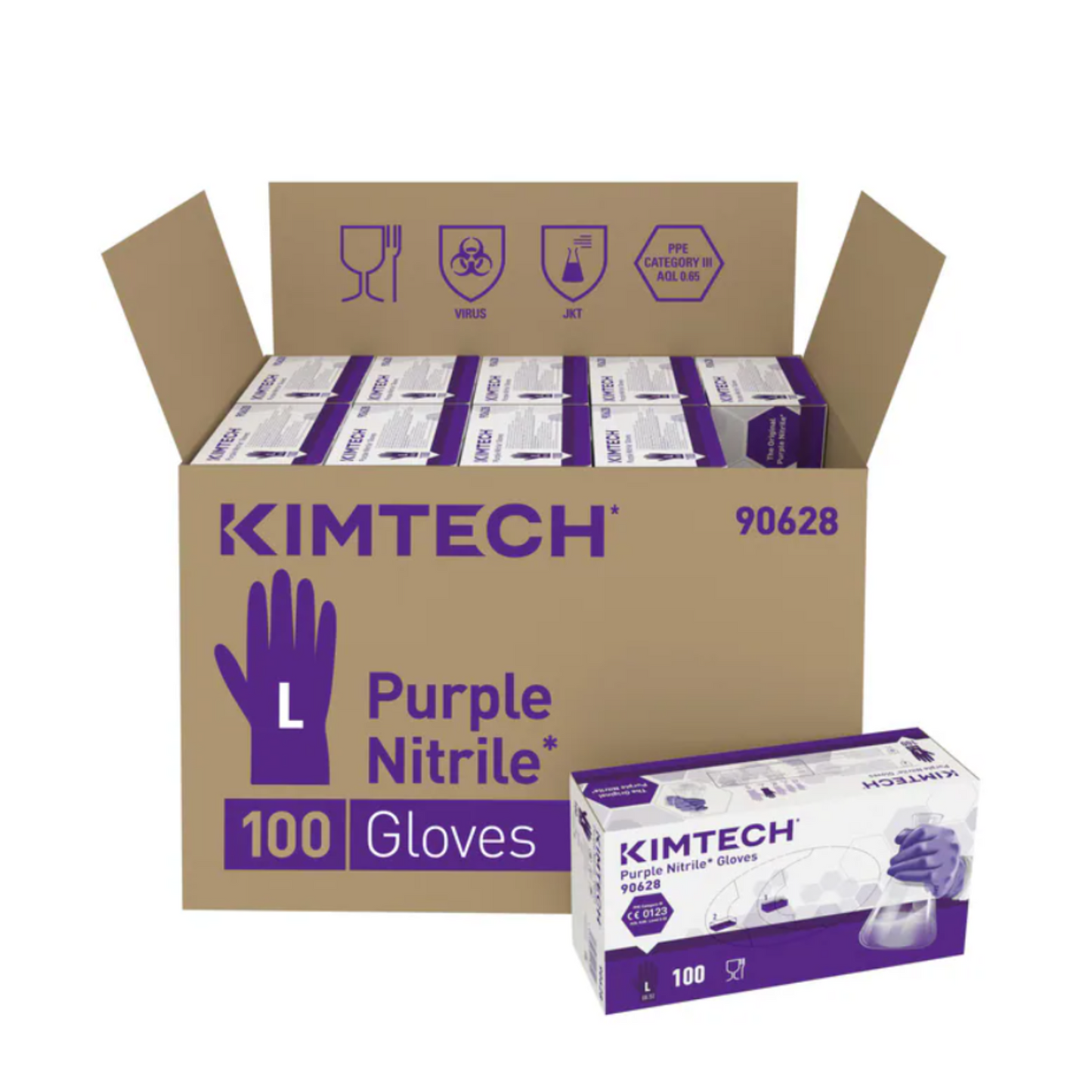 Kimtech Purple Nitrile Ambidextrous Gloves, Disposable, Latex Free (10x100) cat III