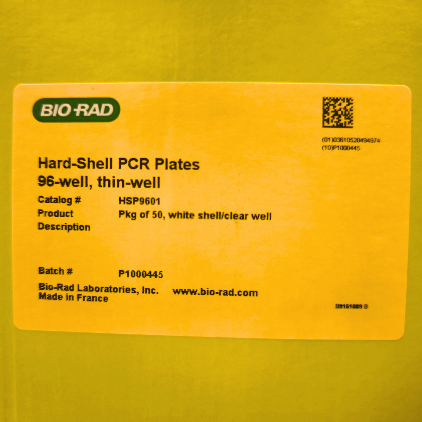 Hard-Shell® 96-Well PCR Plates, low profile, thin wall, skirted, white/clear, Pack of 50 (HSP9601)