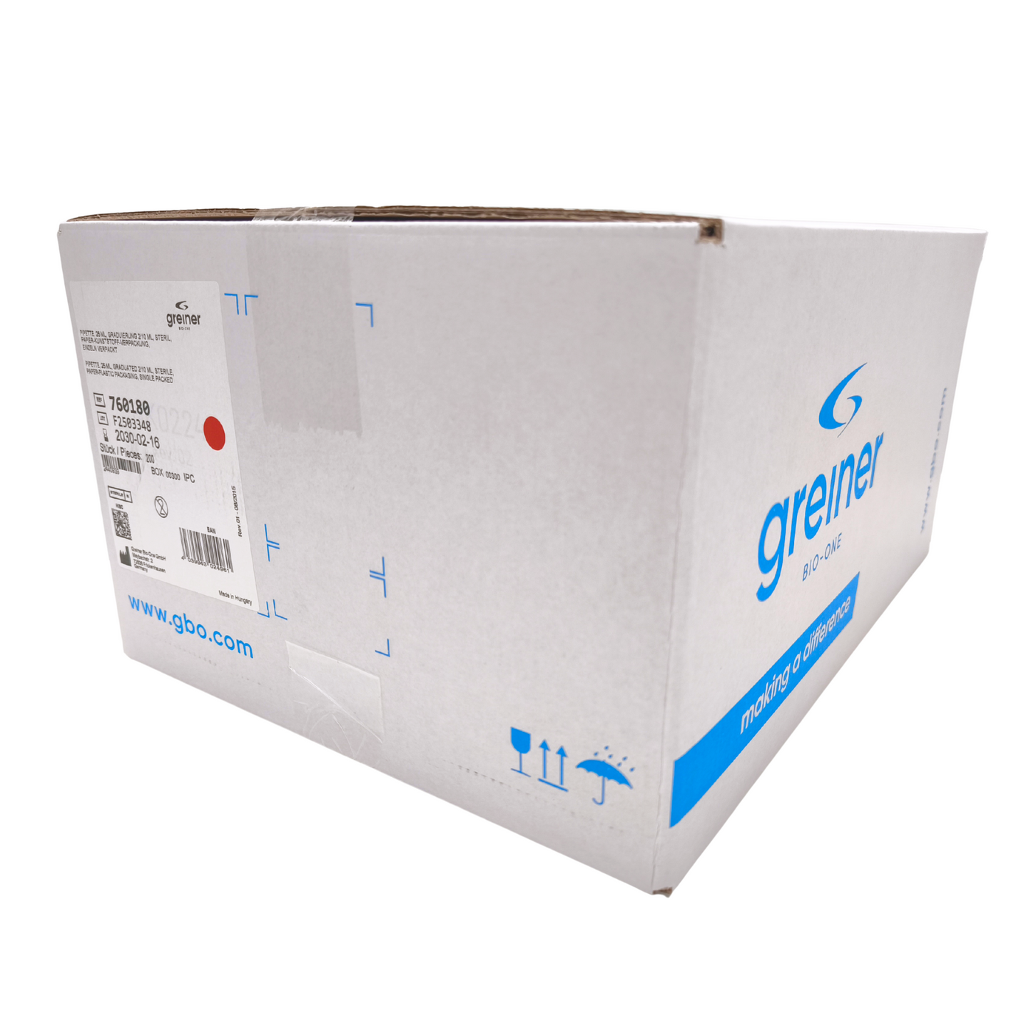 Serological pipettes, 5ml, 10ml & 25ml, individually wrapped, paper/plastic packaging, sterile
