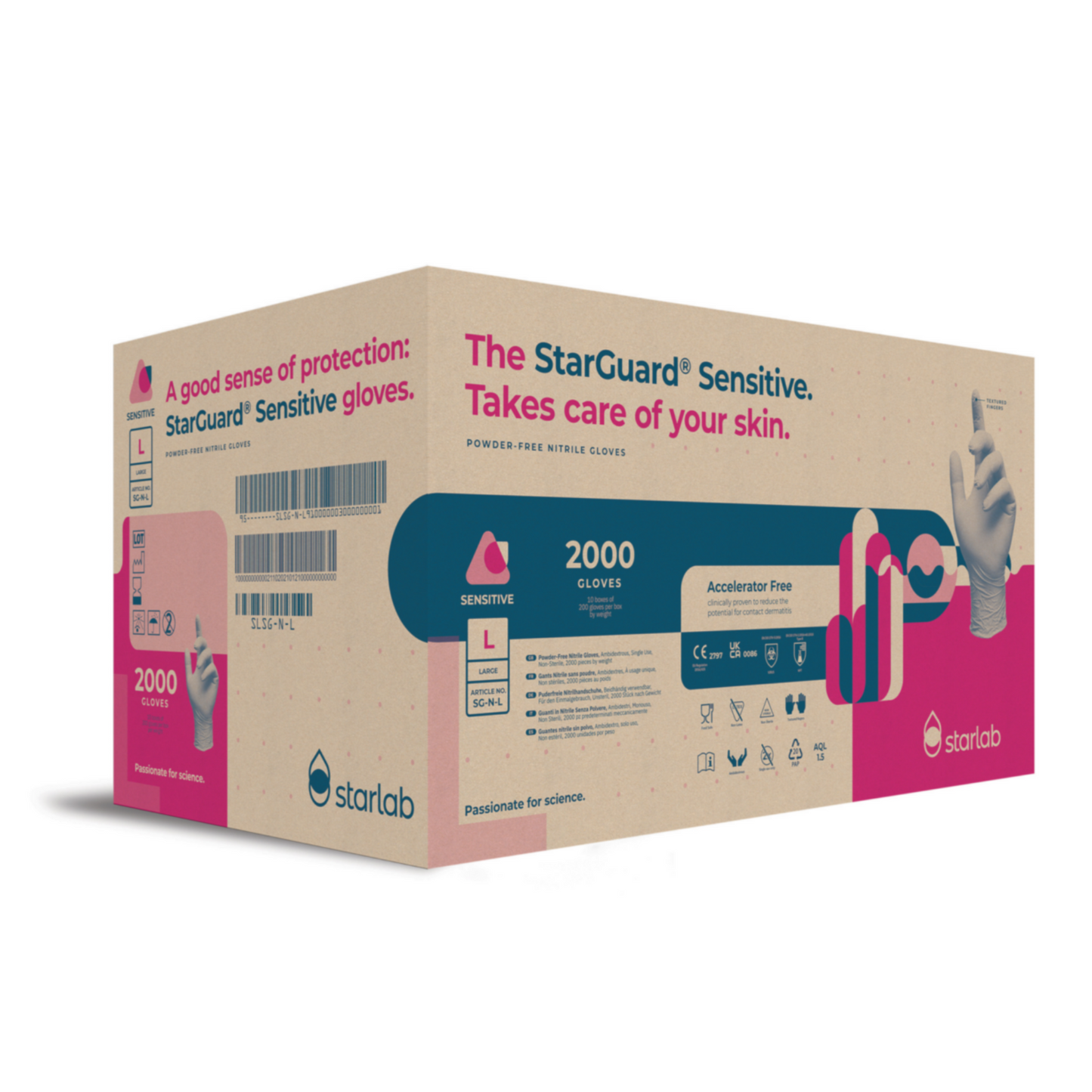 Starlab StarGuard® Sensitive, Nitrile Gloves, Large, Cat III, Overpack of 2000 (SG-N-L)