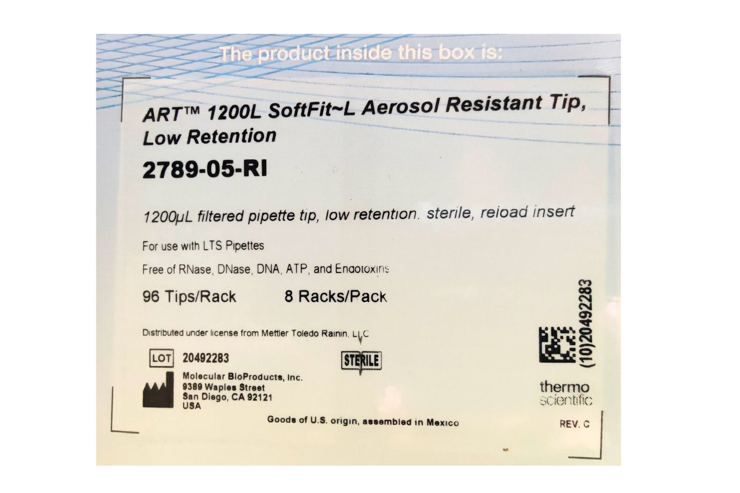 1200ul SoftFit-L, Filtered Low Retention Pipette Tips in Reload Inserts, Overpack of 3072 Tips (12914047)