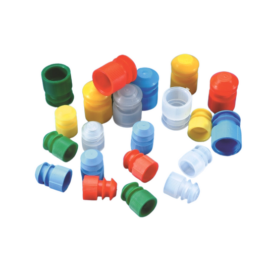 Finned plugs for disposable tubes, 15-17 mm in diameter, clear colour, Case of 14,000 (88305-00)