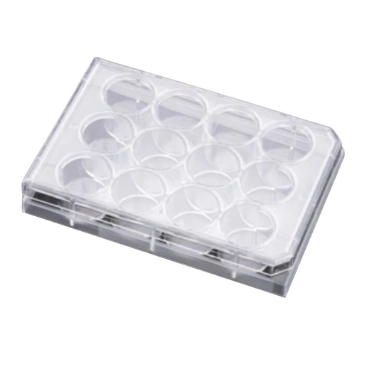 Falcon™ Polystyrene Tissue Culture Plate, 12-Well, Flat Bottom with Low Evaporation Lid, Pack of 50 (353043)