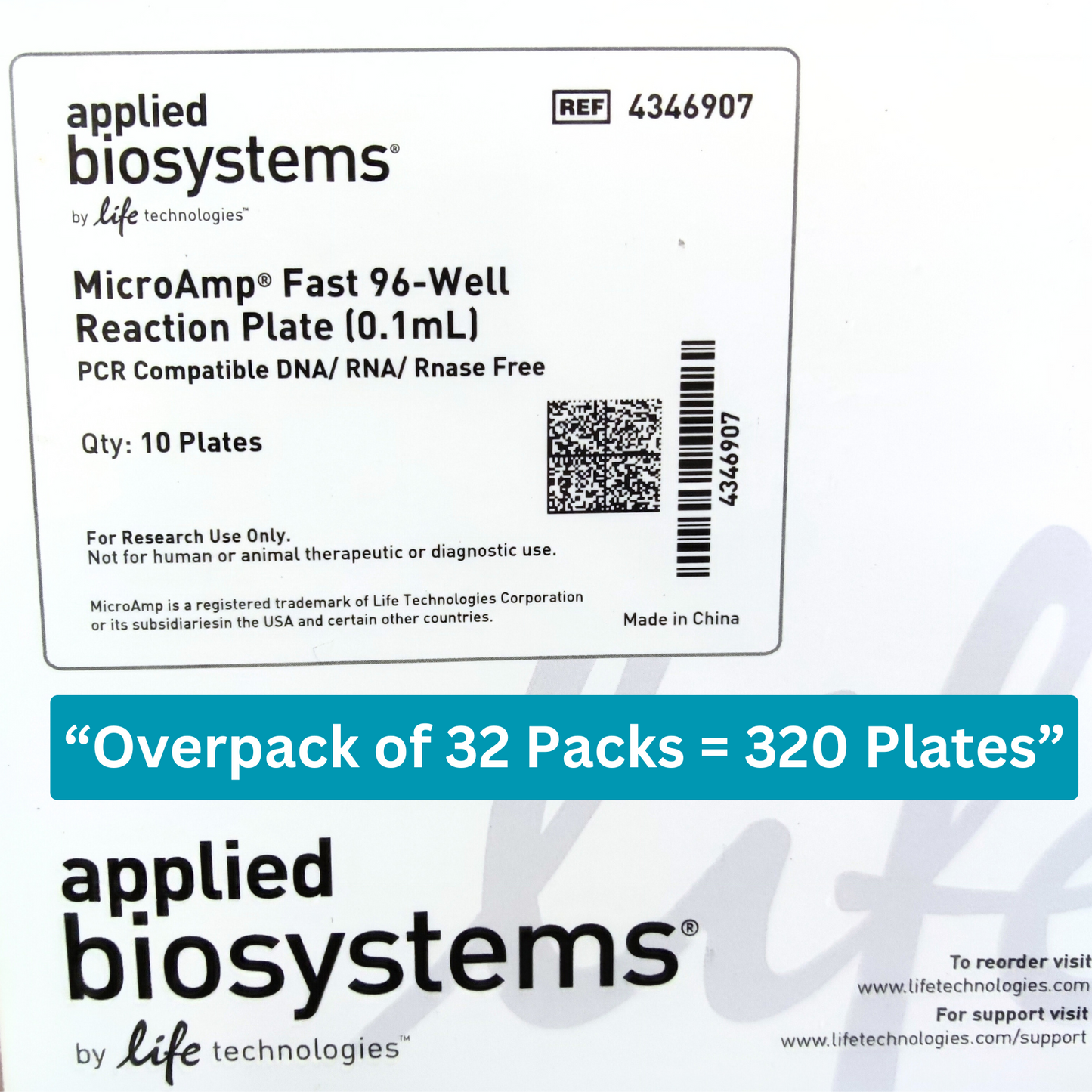 Applied Biosystems MicroAmp Fast Optical 96-Well Reaction Plate, 0.1 mL, Pack of 10 (4346907)