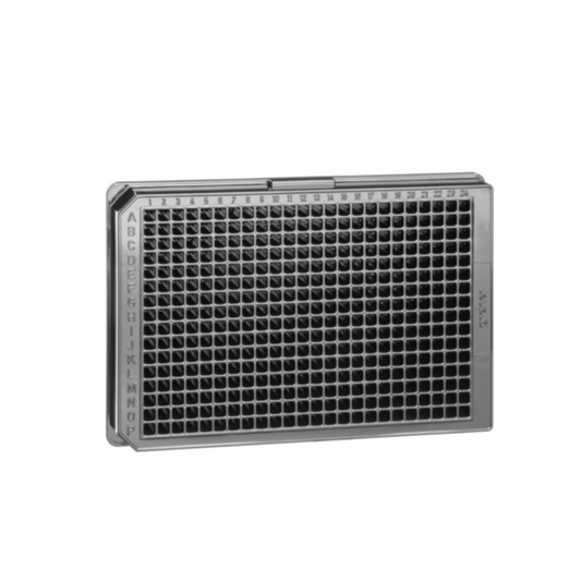 384-Well Cell Culture Microplate,PS, F-Bottom, Black, Lid, TC, Sterile (781086)