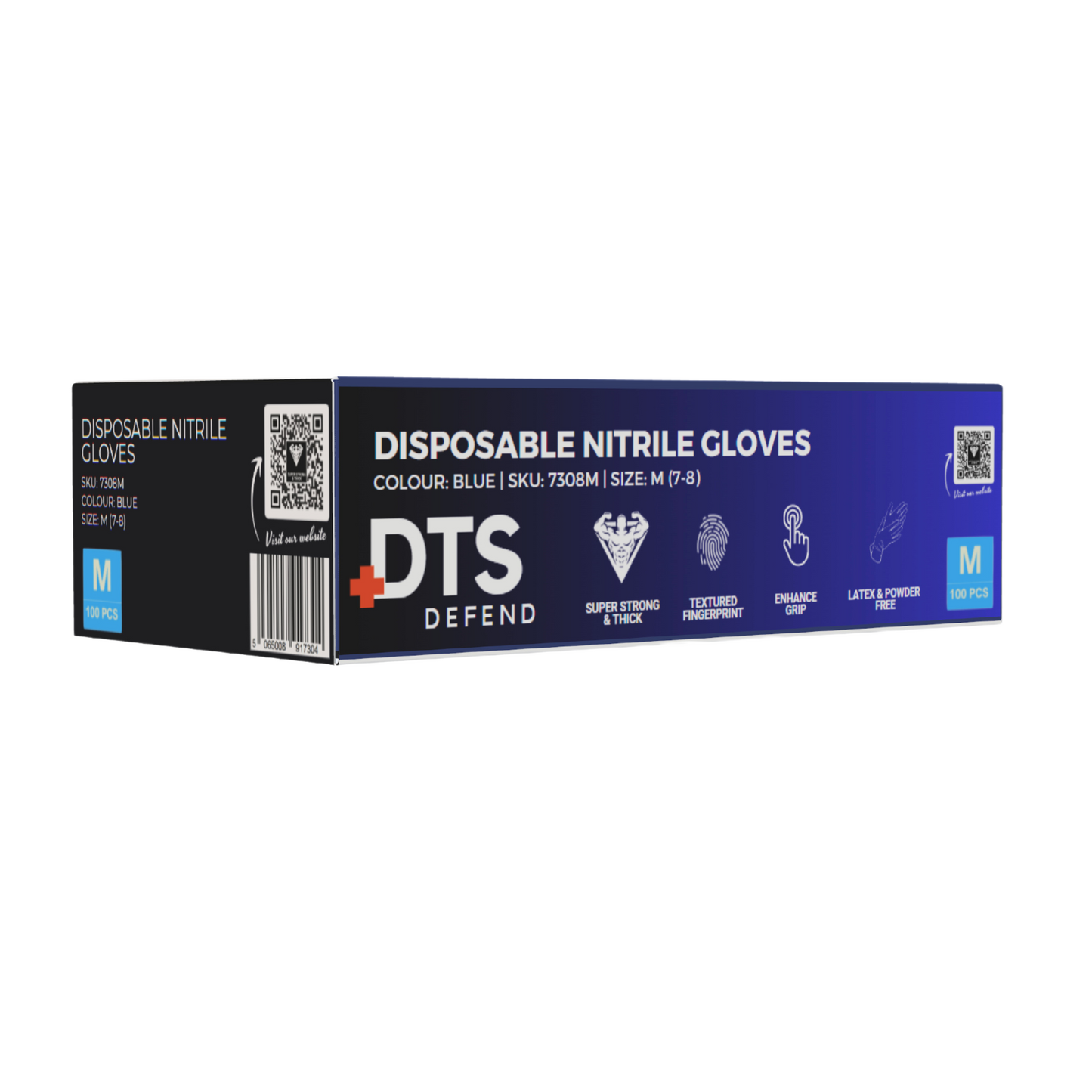 DTS Defend - Stronger & Thicker Disposable Nitrile Gloves, Blue (10x100) CAT III