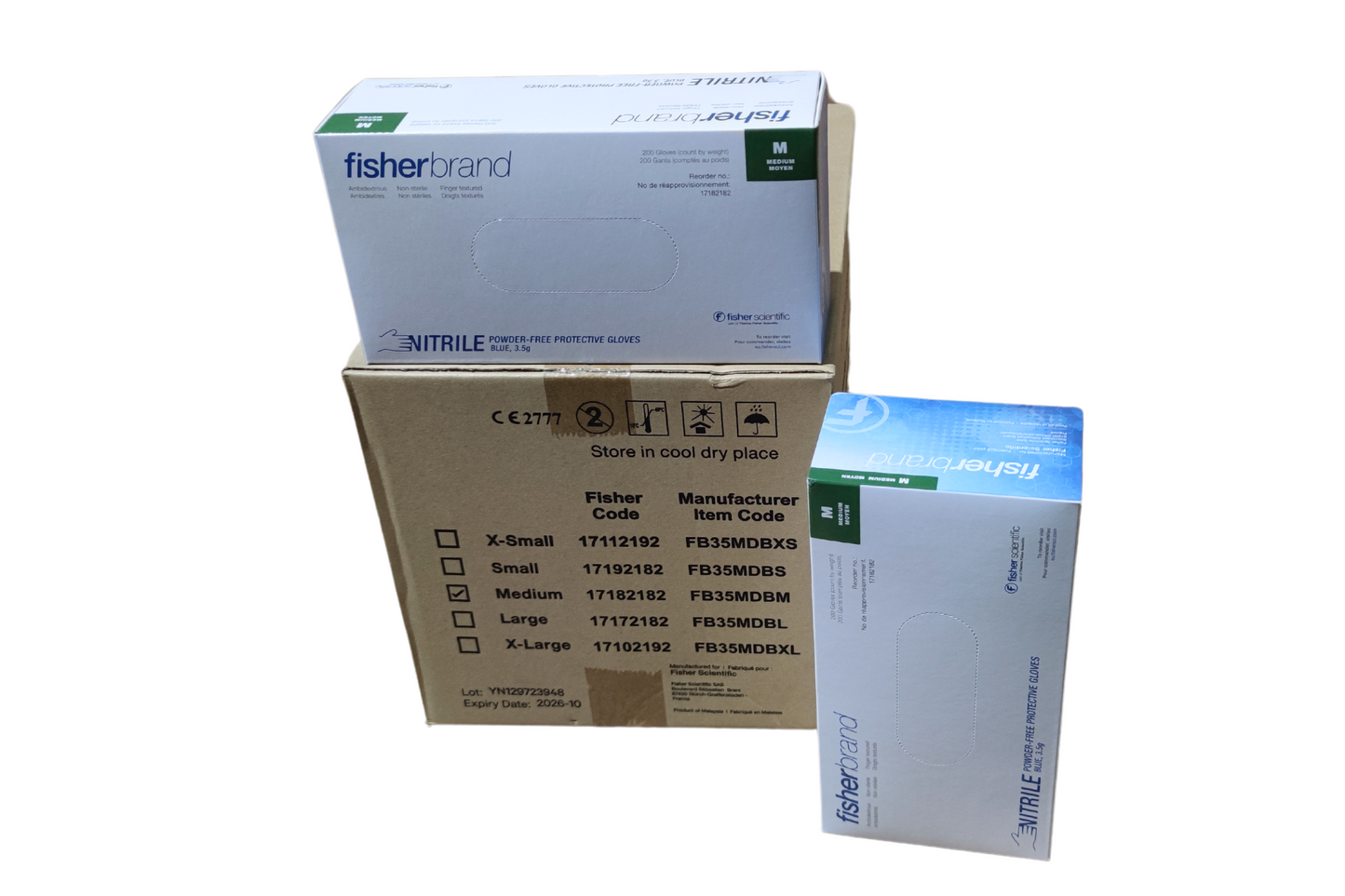 Fisherbrand Nitrile Indigo Disposable Gloves PPE Cat III, MEDIUM (10 x 200) (17182182)