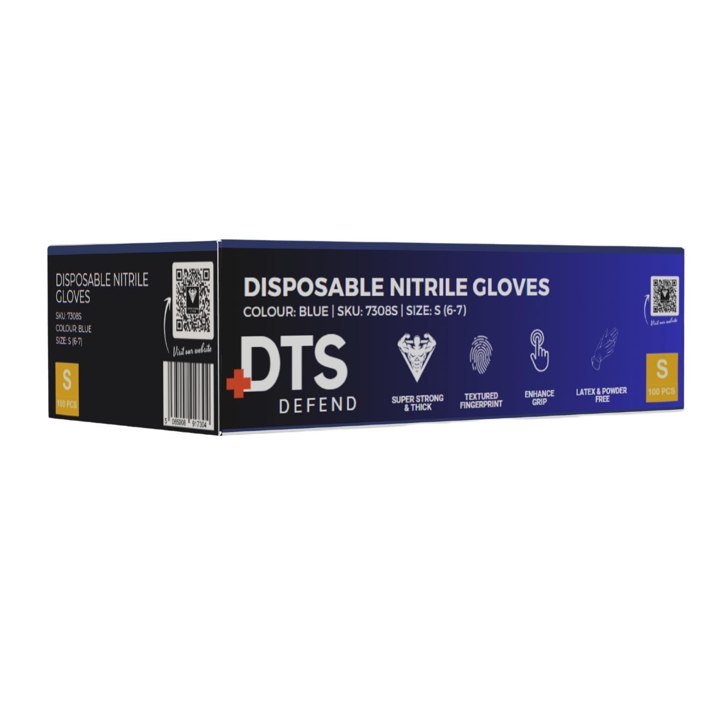 DTS Defend - Stronger & Thicker Disposable Nitrile Gloves, Blue (10x100) CAT III