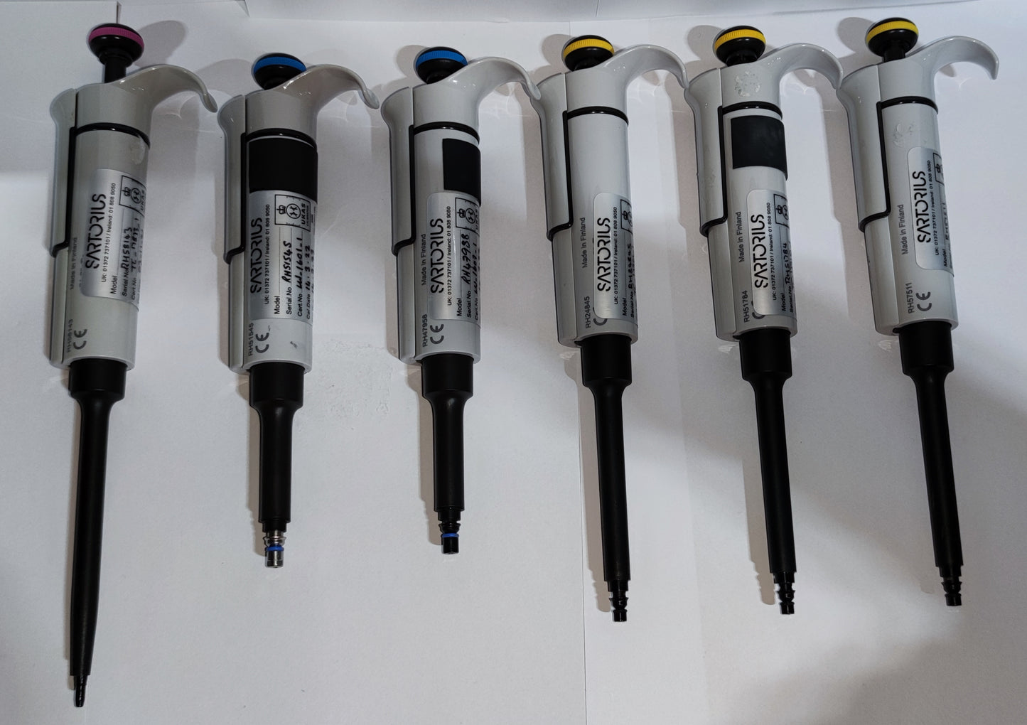(SET 2) - 6 x Clip Tip F1 Single Pipettes, Variable Volume, with Stand