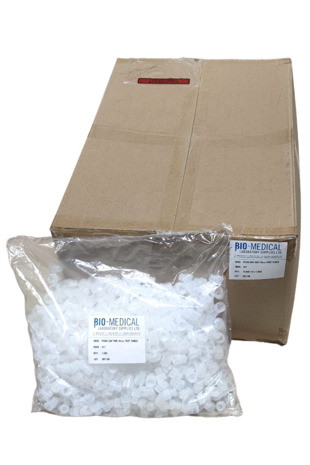 Push Cap for 16mm Test Tube. Bag of 1,000 (417)