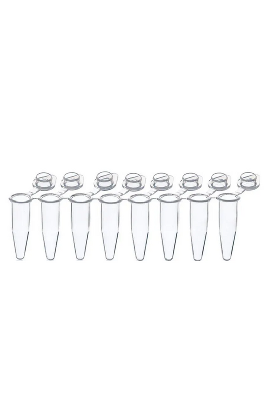 Strips of 8 PCR Tubes PP 0.2ml with single caps, (Pack of 120) (781332)