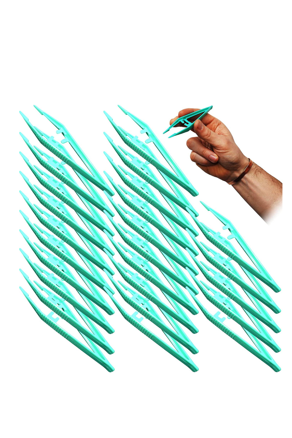 Disposable Non Sterile Plastic Forceps Tweezers, 12.5cm (Box of 12 packs of 25) (X0011XRI03)