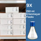 9x Cases of 250ml PC Erlenmeyer Flask, Flat base, sterile