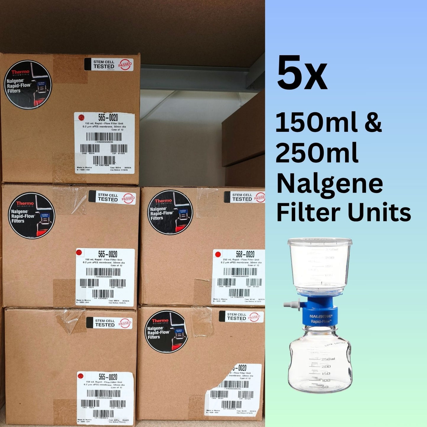 5x Cases of Nalgene™ 150ml & 250 ml Rapid-Flow™ Sterile Disposable Filter Units