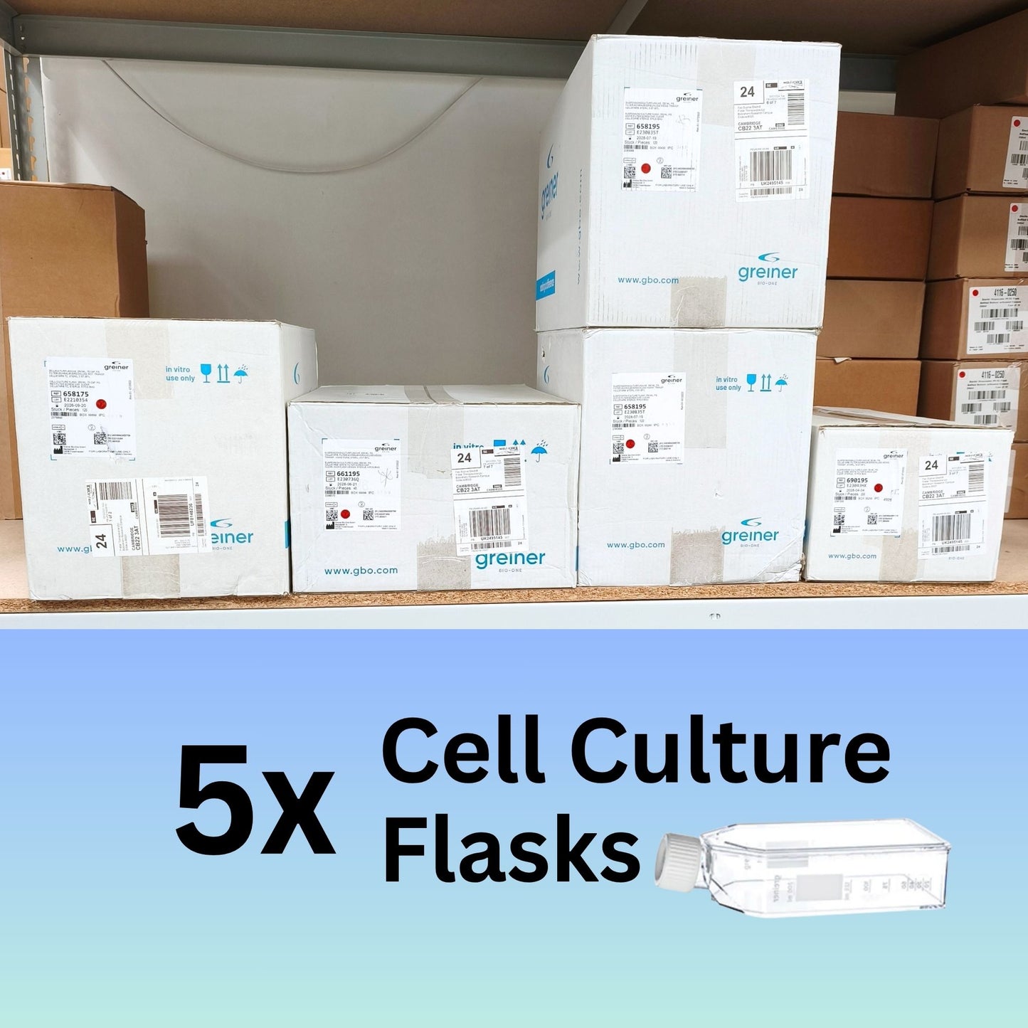 5x Cases of Greiner Bio-One CELLSTAR Suspension Cell Culture Flasks