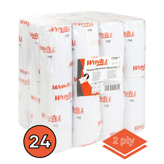 Kimberly-Clark™ WypAll™ Cleaning and Maintenance Wiping Paper L20 Compact Rolls, 24 rolls x 116 sheets (7338)