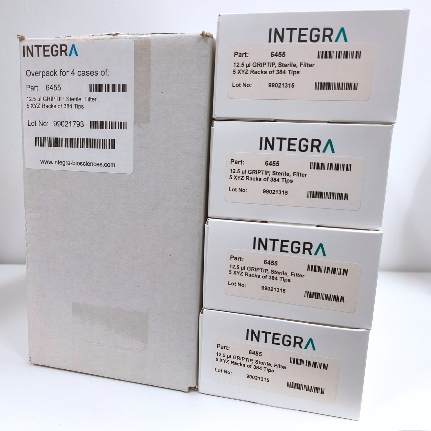 Integra - 12.5µL STANDARD, GRIPTIP, Sterile, Filter, 5 XYZ Racks of 384 Tips (6455)