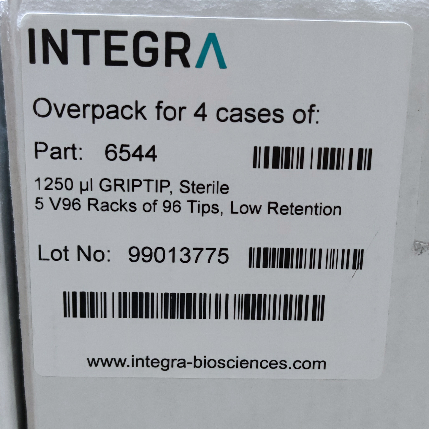 128 Cases of Integra 1250 µl STANDARD  Tips, Sterile, Low Retention (6544)