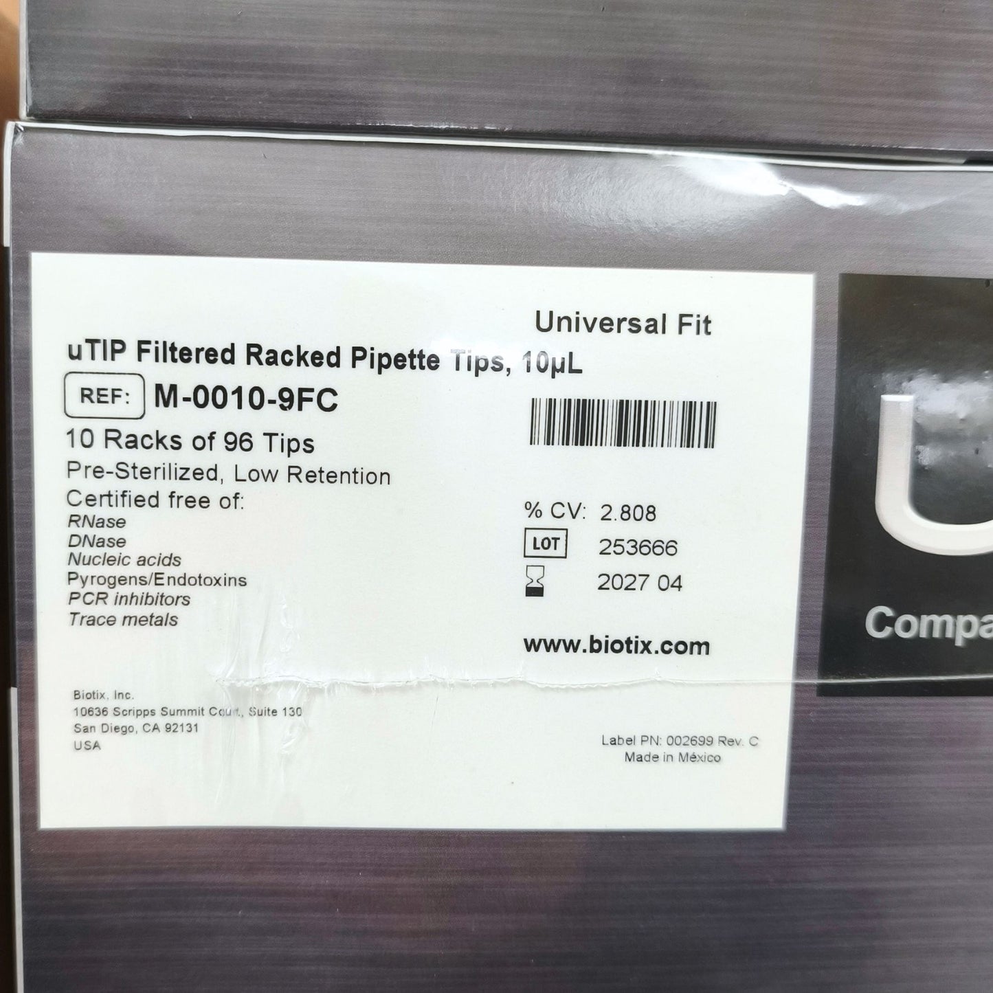 Bundle of BIOTIX™ uTIP™ Universal Pipette Tips, Filter, Sterile (10 μL, 20 μL, 300 μL, 1000 μL)