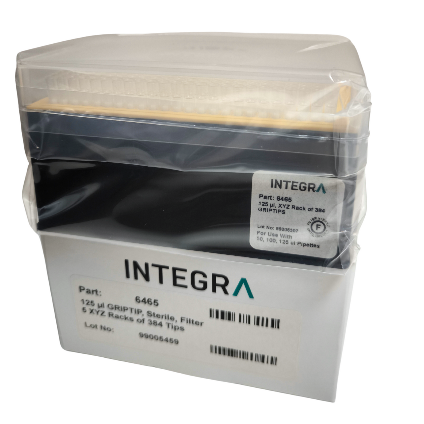 Integra - 125 µL GRIPTIP, Sterile, Filter, 5 XYZ Racks of 384 Tips, Standard - Overpack of 4 cases (6465)