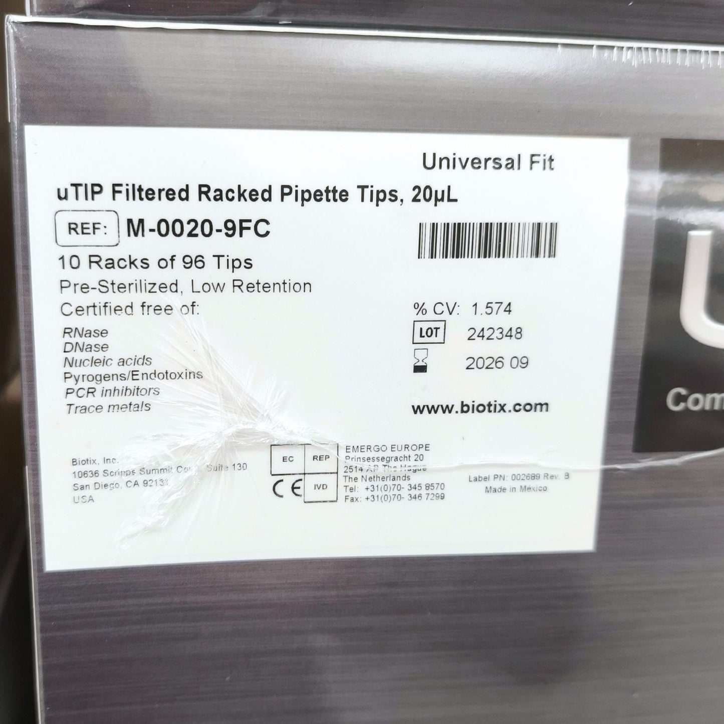 Bundle of BIOTIX™ uTIP™ Universal Pipette Tips, Filter, Sterile (10 μL, 20 μL, 300 μL, 1000 μL)