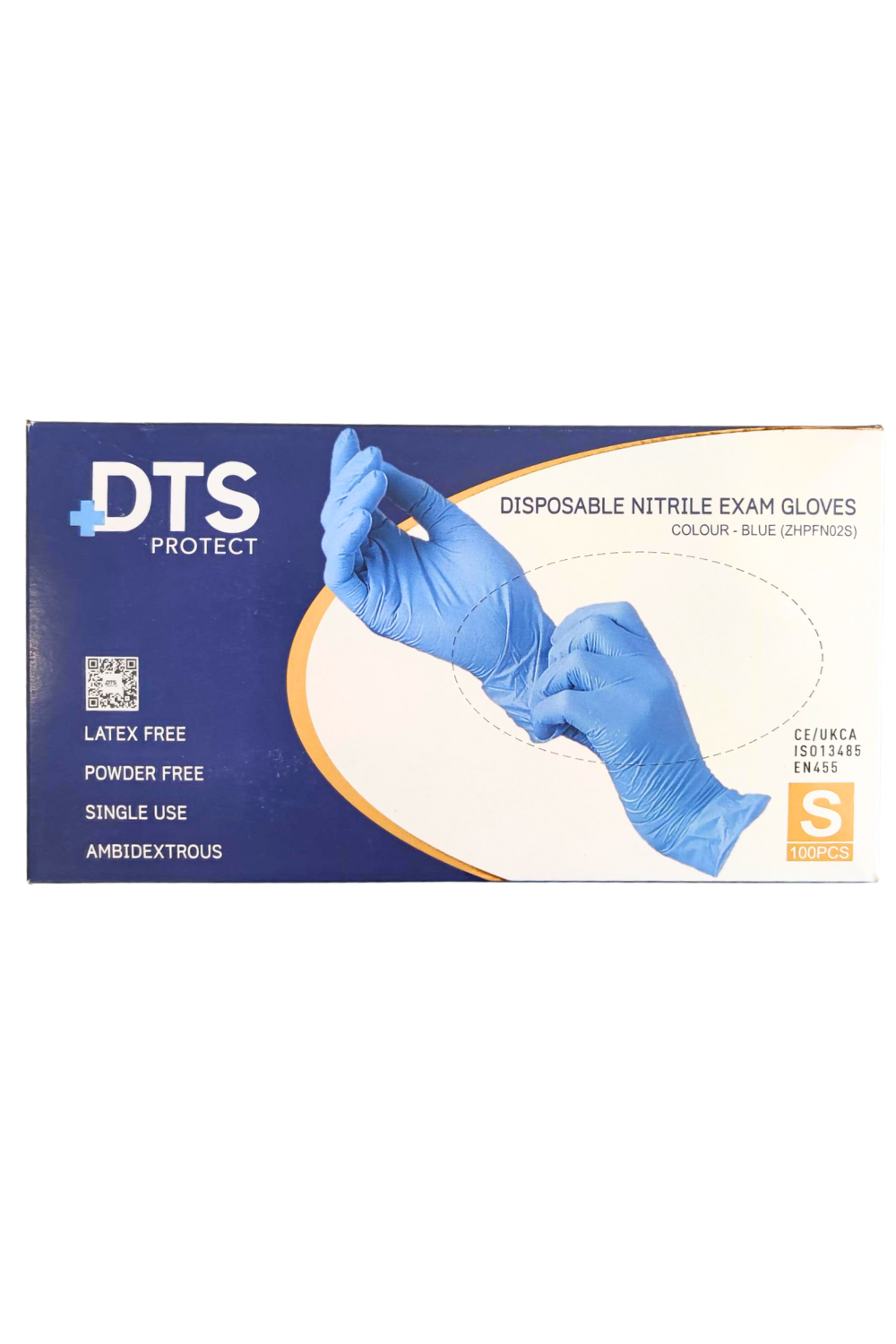 DTS Protect - Disposable Nitrile Exam Gloves, Blue, (SMALL) (10x100) CAT III