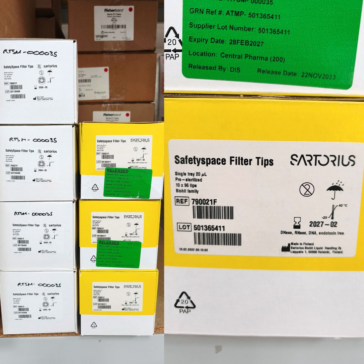 48x Cases of Sartorius Tips (10 μL, 20 μL, 1000 μL)