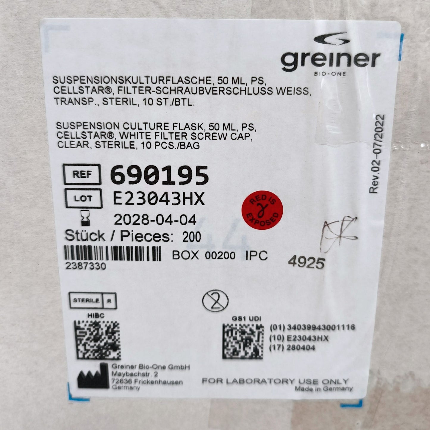 5x Cases of Greiner Bio-One CELLSTAR Suspension Cell Culture Flasks