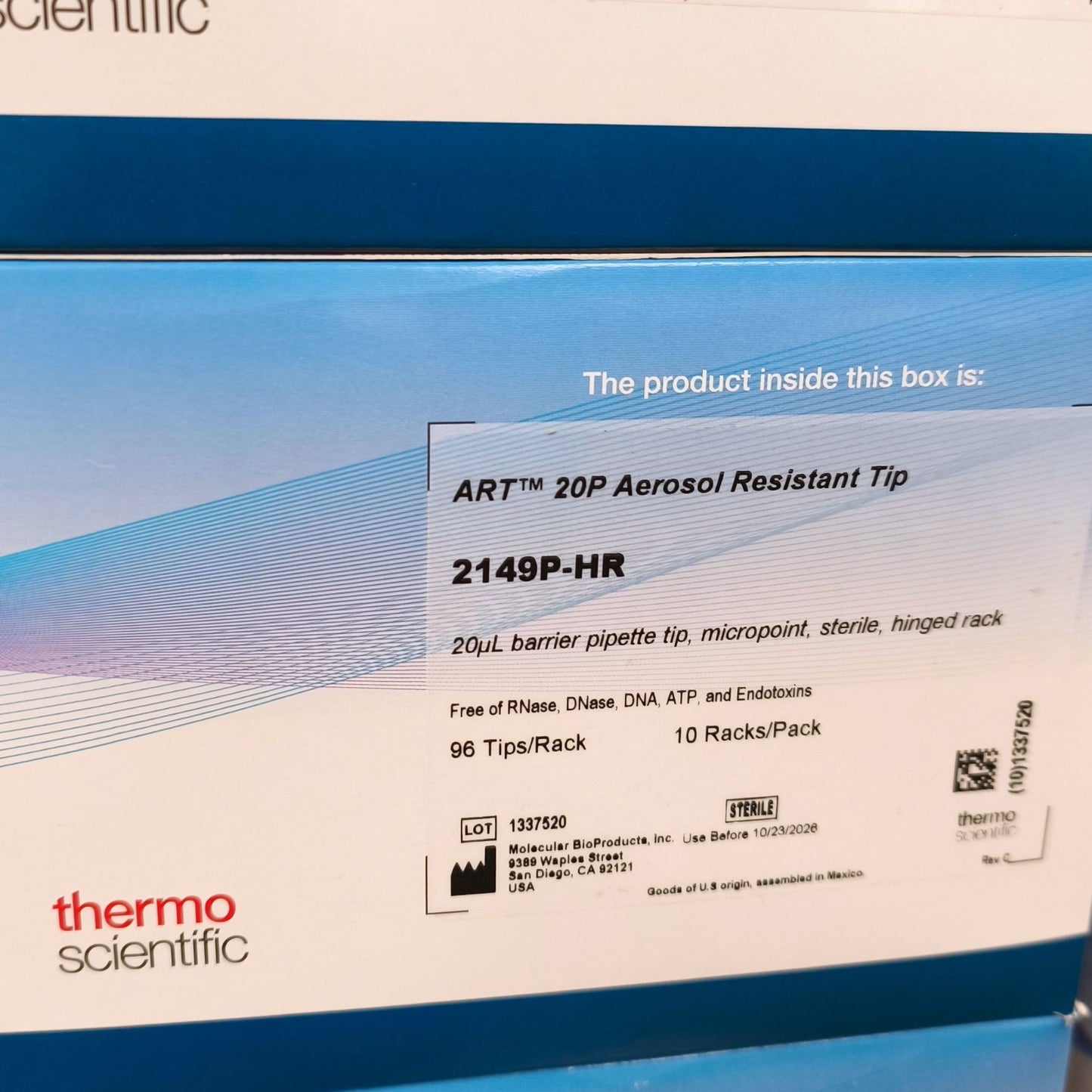 Bundle of Thermo Scientific™ ART™ Pipette Tips in Hinged Racks