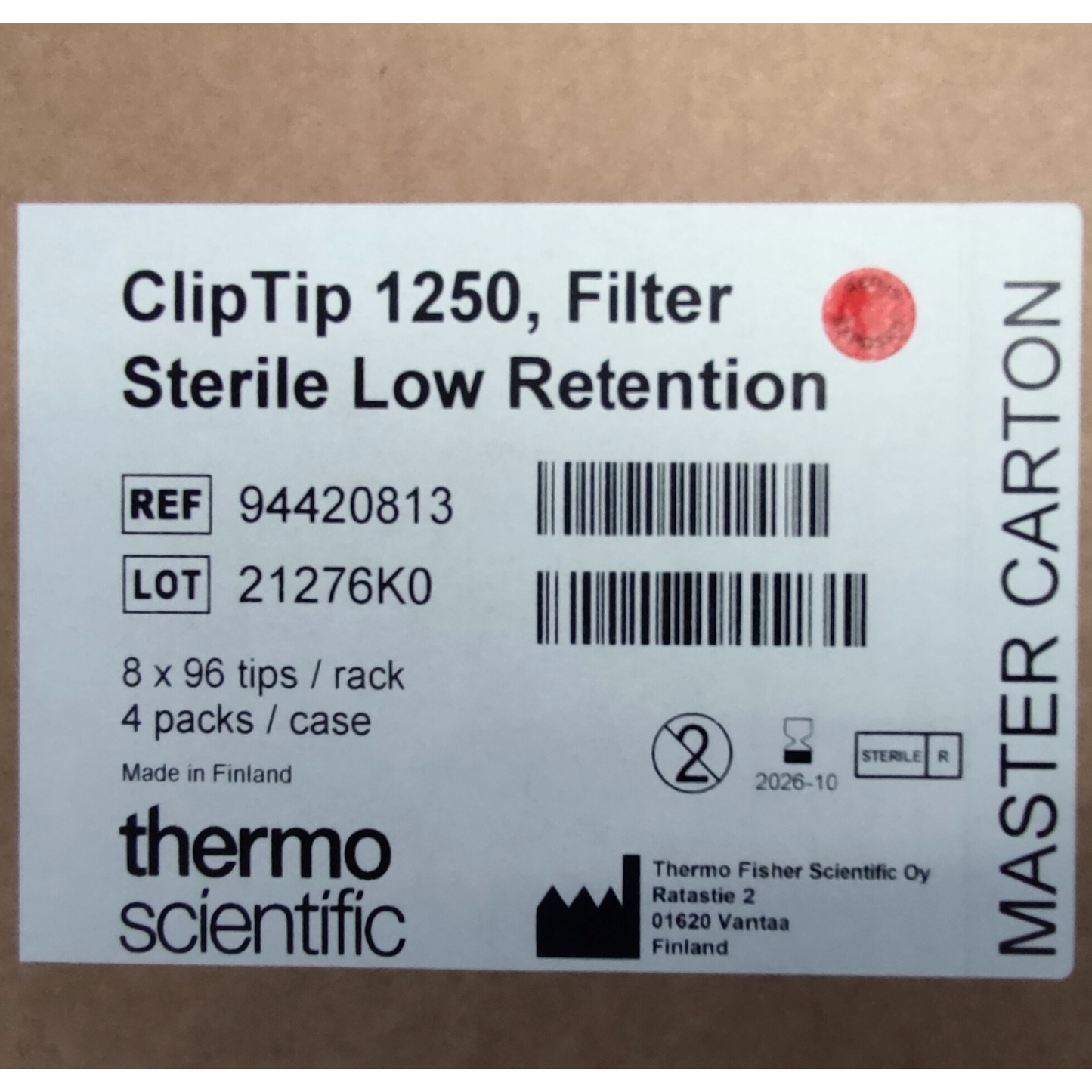 80x Cases of Thermo Scientific™ 1250μL ClipTip™ Filtered, Sterile, Low retention Pipette Tips