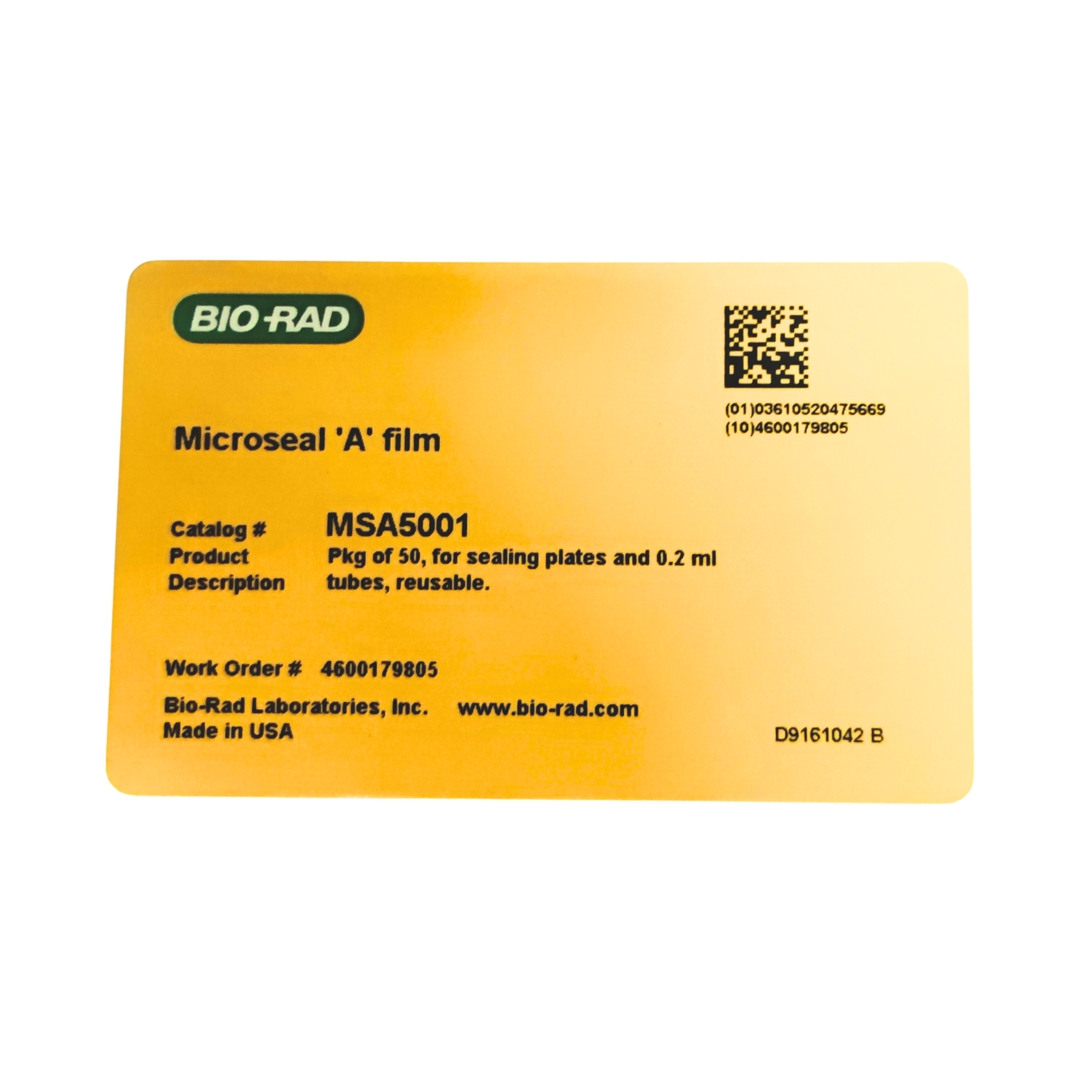 Microseal 'A' PCR Plate and PCR Tube Sealing Film (MSA5001) Pack of 50