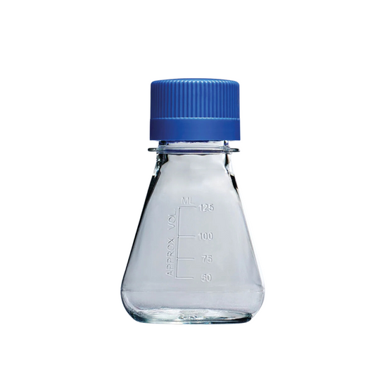 Nalgene 125ml PETG Erlenmeyer Flasks with Plain Bottom, Sterile Single-Use, Pack of 24 (4115-0125)