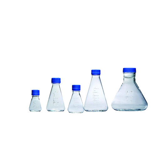 Nalgene 250ml PETG Erlenmeyer Flasks with Baffled Bottom, Sterile Single-Use, Pack of 12 (4116-0250)