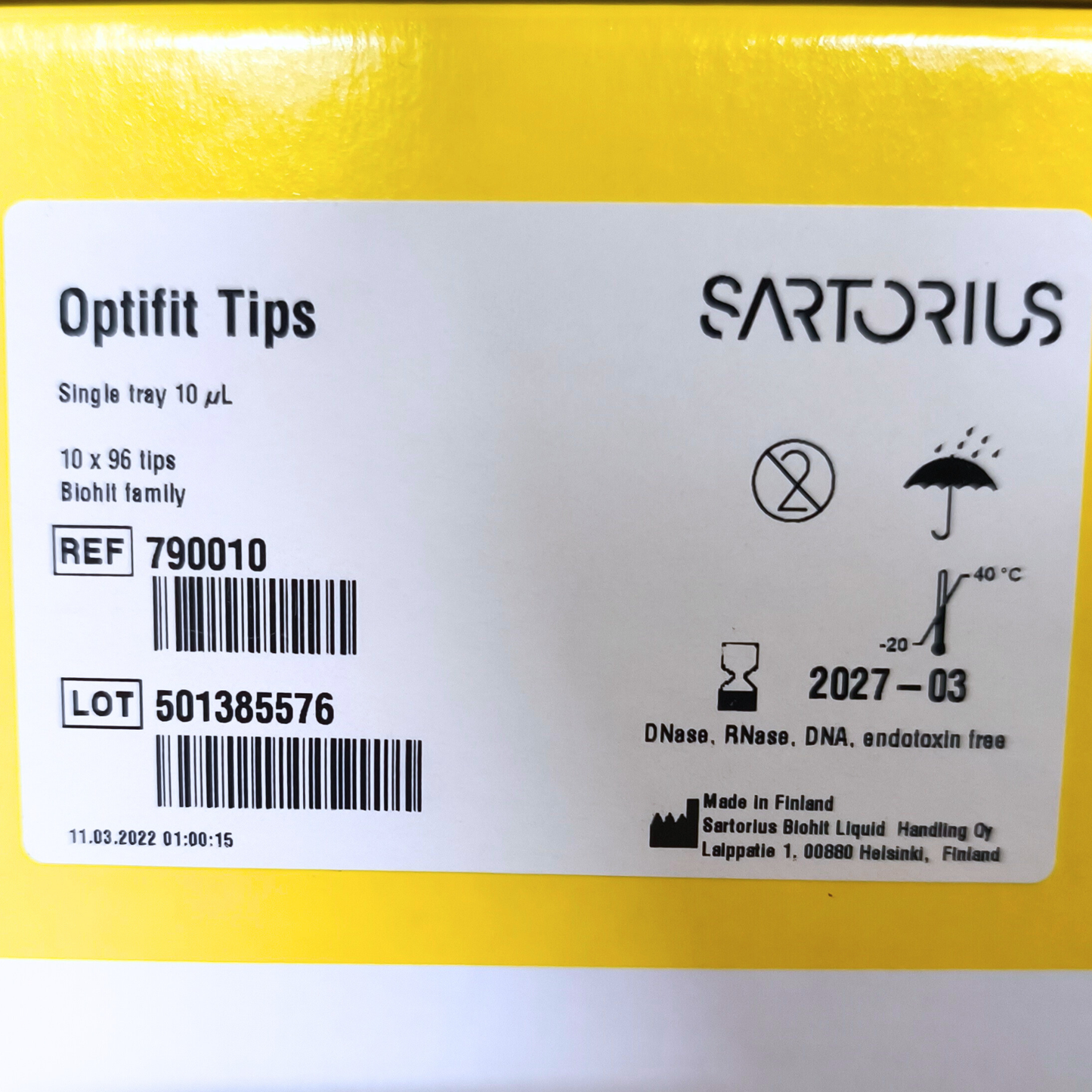 Sartorius™ Optifit Racked Pipette Tips, 10μl, Non-sterile (Pack of 960) (790010)