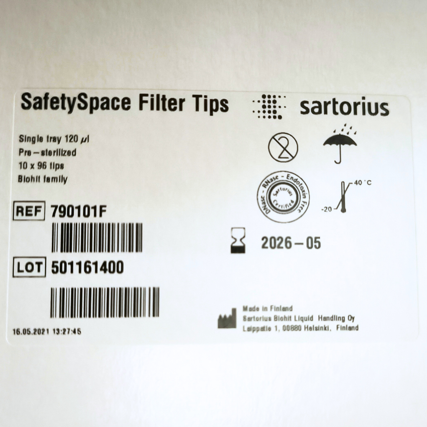 SafetySpace Filter Tip, 120μl, Low retention, Racked, Pre­sterilized, Filtered (Pack of 960) (790101F)