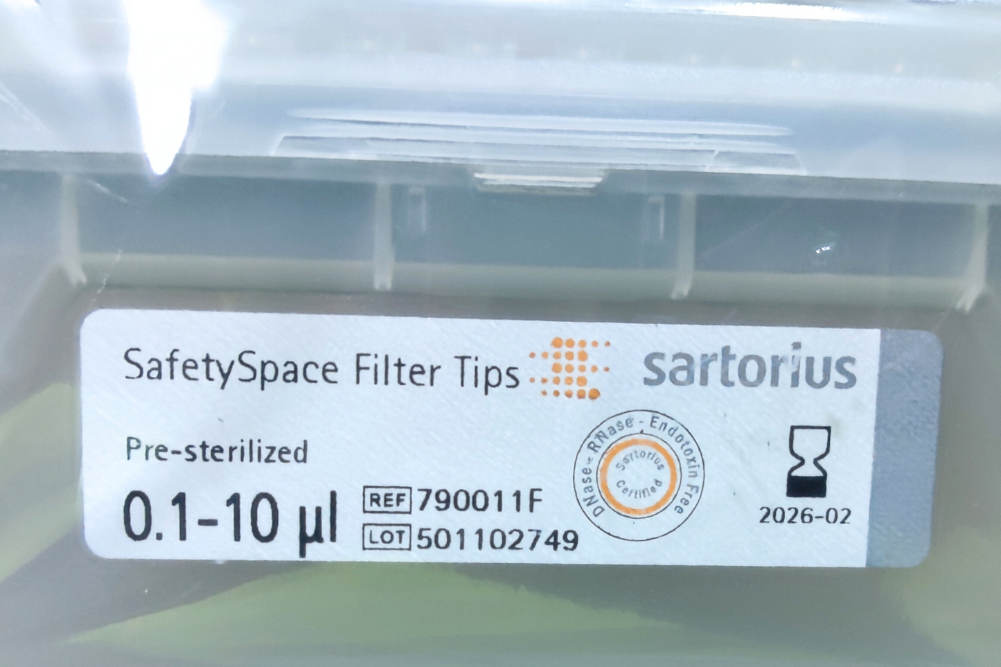 SafetySpace Filter Tip, 0.1­-10μl, low retention, racked, Pre­sterilized Filtered Pack of 10x 96 (790011F)