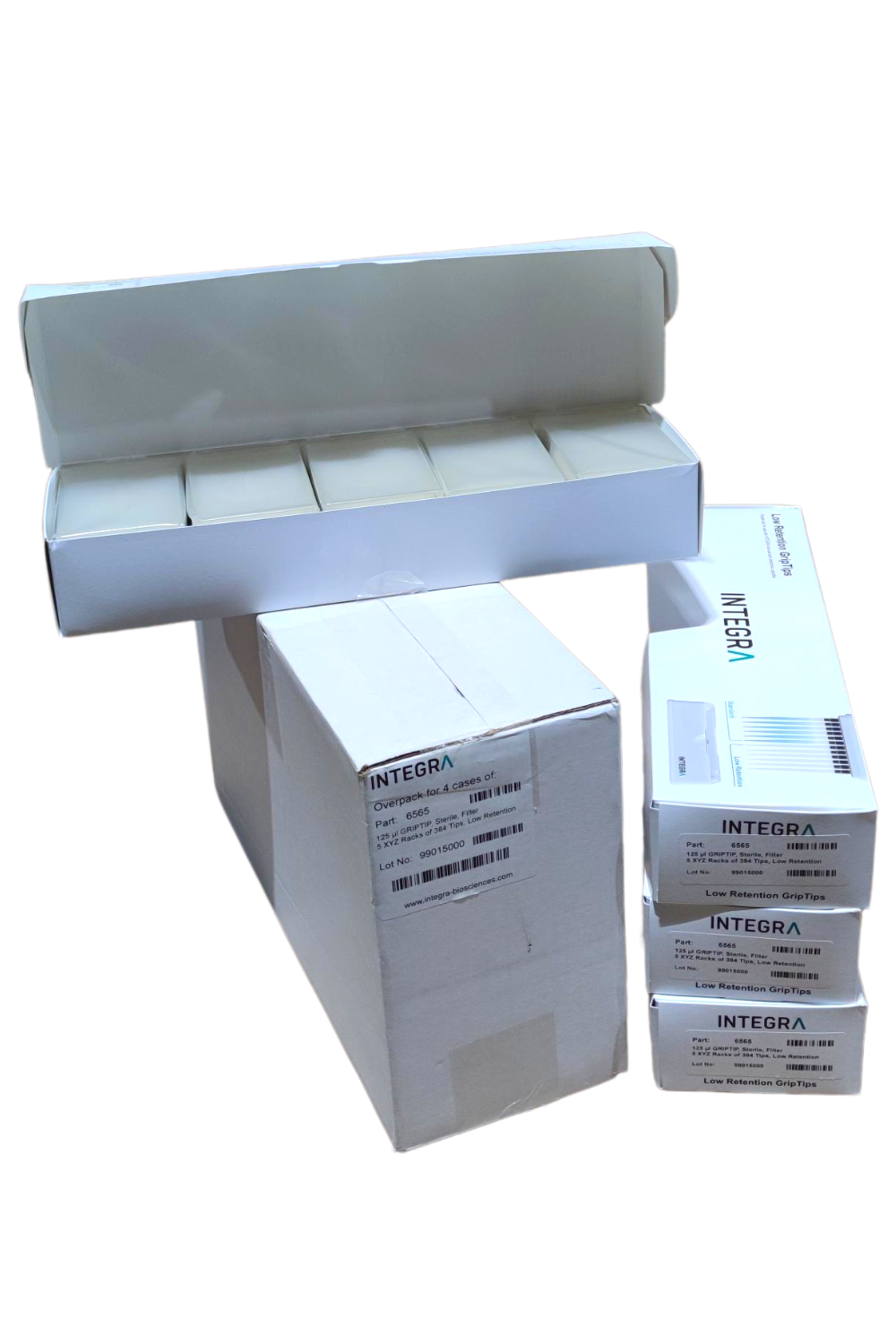 Integra - 125 µL GRIPTIP, Sterile, Filter, 5 XYZ Racks of 384 Tips, Low Retention - Overpack of 4 cases (6565)