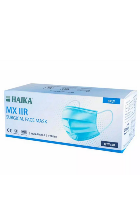 Face Mask 3-Ply Type IIR 2R Medical grade, QTY 50 Masks, CE Approved, UK Made (Overpack of 500)